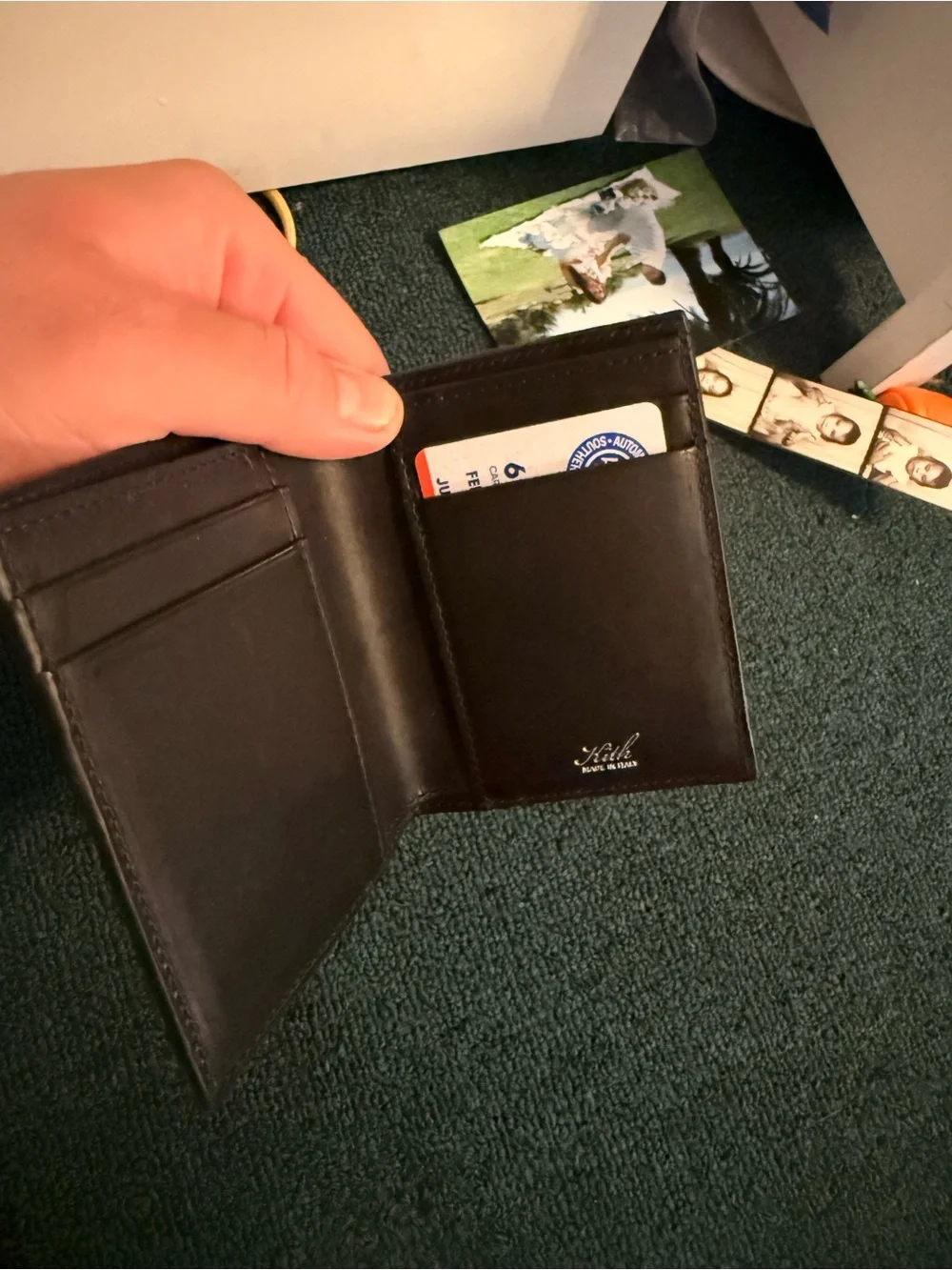 Kith Black Leather Card Wallet Monogram Black
